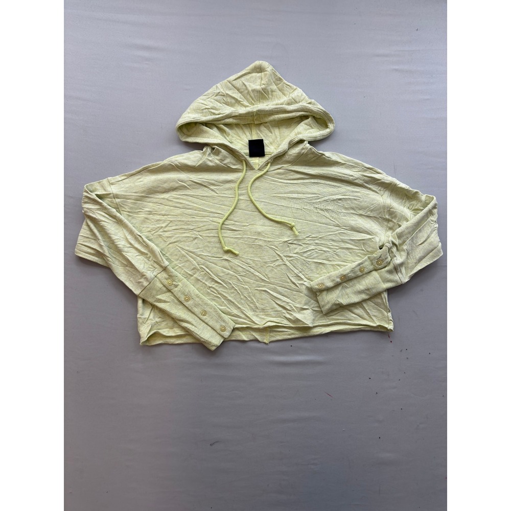 Nike Dri-FIT Women Small Lime Yellow Cropped Hoodie Button Cuff Pullover